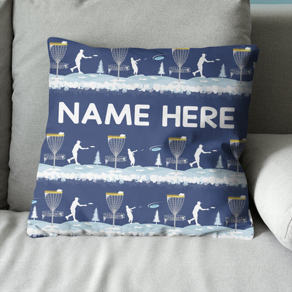 Disc Golf Winter Blue Custom Throw Pillow Personalized Disc Golf Gifts LDT1196