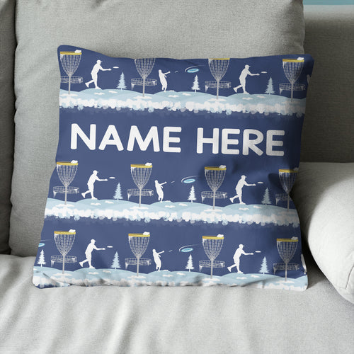 Disc Golf Winter Blue Custom Throw Pillow Personalized Disc Golf Gifts LDT1196