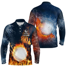 Load image into Gallery viewer, Fire And Water Golf Ball Custom Mens Polo Shirt Lightning Golf Shirts For Men Golf Gifts LDT0447