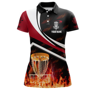 Personalized Disc Golf Fire Flame Red Style Custom Golf Shirts For Women Disc Golf Gifts LDT0440