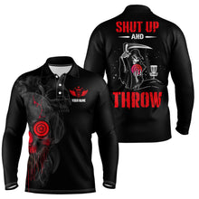 Load image into Gallery viewer, Custom Shut Up And Throw Smoky Skull Red Mens Disc Golf Polo Shirts Scary Golf Gifts For Men LDT0452