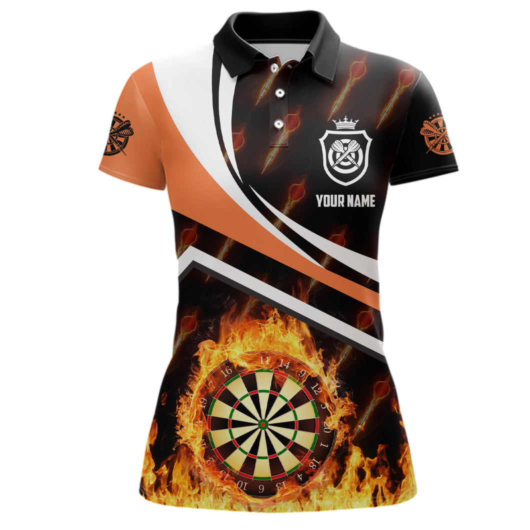 Personalized Orange Fire Flame Darts Polo Shirts Darts Shirts For Women Darts Jersey LDT0441