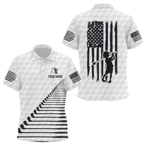Black White American Flag Golf Kids Polo Shirts Custom Patriotic Golf Shirts For Kid Golf Clubs LDT0771