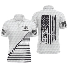 Load image into Gallery viewer, Black White American Flag Mens Golf Polo Shirts Custom Patriotic Golf Shirts For Men Golf Clubs LDT0771
