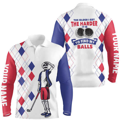The Older I Get The Harder It Is Argyle Pattern Mens Golf Polo Shirts Skull Golf Shirts For Men LDT0772