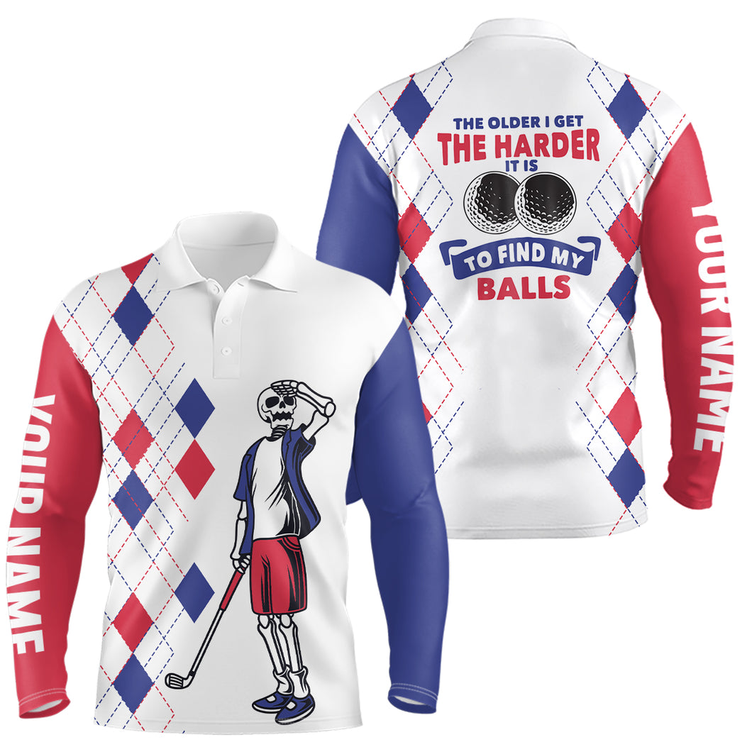 The Older I Get The Harder It Is Argyle Pattern Mens Golf Polo Shirts Skull Golf Shirts For Men LDT0772