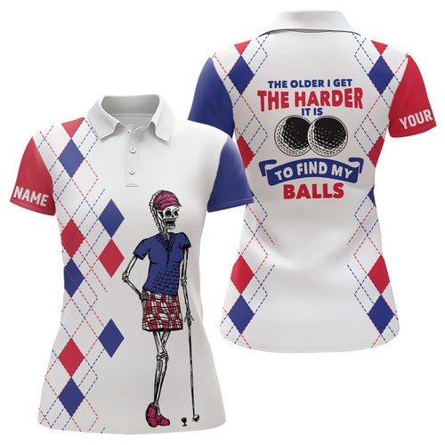 The Older I Get The Harder It Is Argyle Pattern Golf Polo Shirts Skull Golf Shirts For Women LDT0772