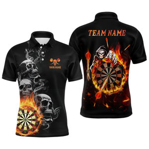 Darts Skull Flame Mens Polo Shirts Custom Fire Darts Shirt For Men Darts Jersey LDT0776