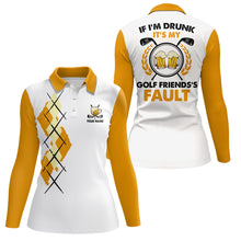 Load image into Gallery viewer, Yellow Argyle Womens Golf Polo Shirt Personalized Beer Golf Tops For Women Funny Golf Shirts LDT0185