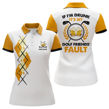 Load image into Gallery viewer, Yellow Argyle Womens Golf Polo Shirt Personalized Beer Golf Tops For Women Funny Golf Shirts LDT0185