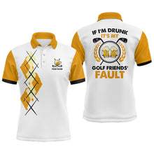 Load image into Gallery viewer, Yellow Argyle Mens Golf Polo Shirt, Personalized Beer Golf Shirts For Men, Funny Golf Shirts LDT0185