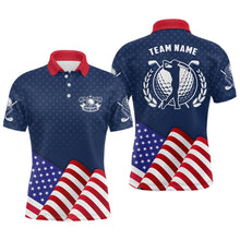 Load image into Gallery viewer, Customized Mens Golf Polo Shirts With Waving American Flag, Patriotic Us Golf Shirts For Men LDT0189