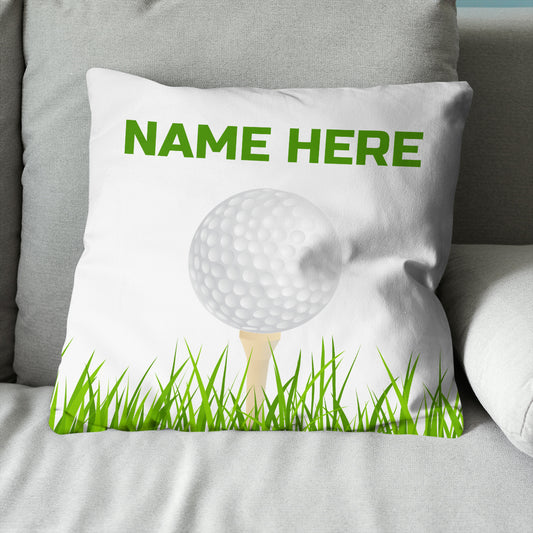 Green Golf Ball On Tee Personalized Pillow For Golfers Custom Golf Gifts LDT1215