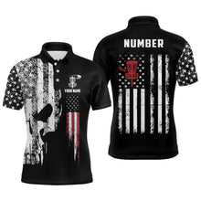 Load image into Gallery viewer, American Flag Skull Mens Disc Golf Polo Shirts Custom Patriotic Disc Golf Shirts For Men Golf Gifts LDT1406