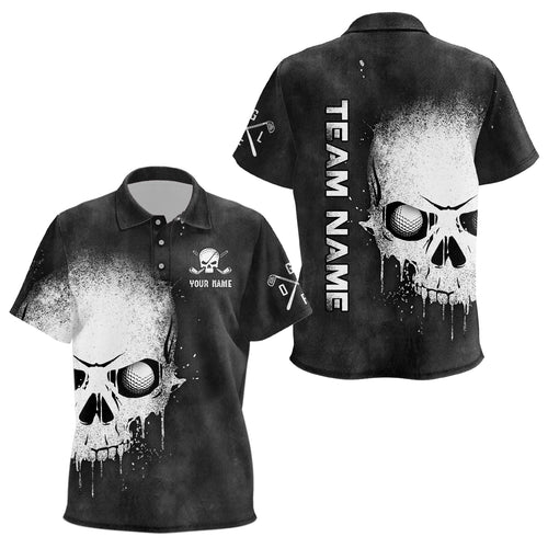 Smoke Skull Black White Kids Golf Polo Shirts Custom Scary Golf Shirts For Kid Golf Gifts LDT1407