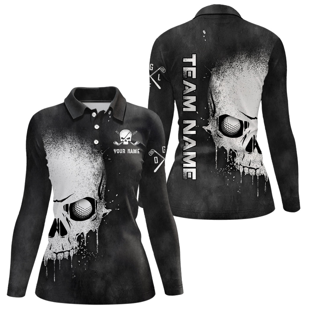 Smoke Skull Black White Womens Golf Polo Shirts Custom Scary Golf Shirts For Women Golf Gifts LDT1407