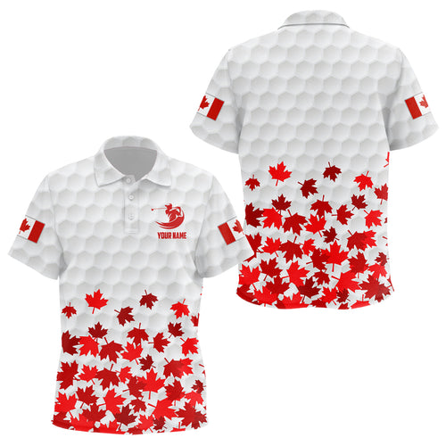 Canadian Flag Red Maple Leaf Kids Golf Polo Shirts Custom White Patriotic Golf Shirts For Kid LDT0466