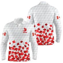 Load image into Gallery viewer, Canadian Flag Red Maple Leaf Mens Golf Polo Shirts Custom White Patriotic Golf Shirts For Men LDT0466