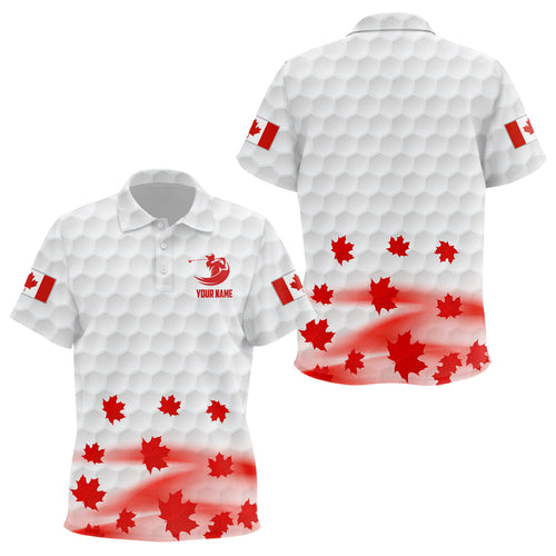 Canadian Flag Red Maple Leaves Kids Golf Polo Shirts Custom White Patriotic Unisex Golf Shirts For Kid LDT0467