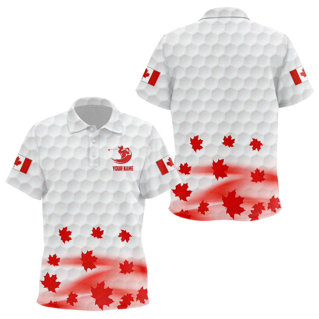 Canadian Flag Red Maple Leaf Golf Polo Shirts Custom White