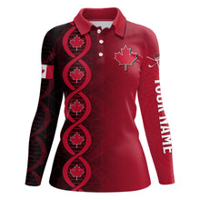 Load image into Gallery viewer, DNA Canada 1st July Red Maple Leaves Womens Golf Shirt Custom Patriotic Golf Tops For Women LDT0999