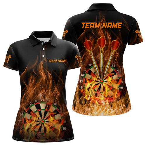 Fire Flame Dartboard Womens Darts Polo Shirt Custom Dart Shirts For Women Dart Jersey LDT1006