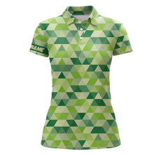 Load image into Gallery viewer, Geometric Green Womens Golf Polo Shirt Custom St Patrick Day Golf Shirts For Women Golf Gifts LDT1415