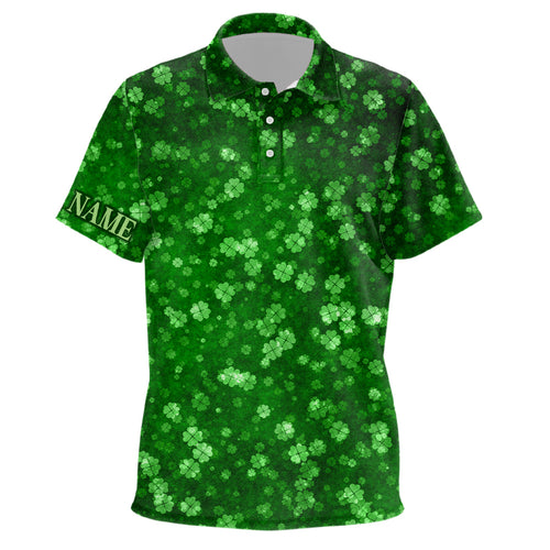 3D Grunge Green Clovers St Patrick Day Kids Golf Polo Shirts Custom Golf Gifts For Kid LDT1417