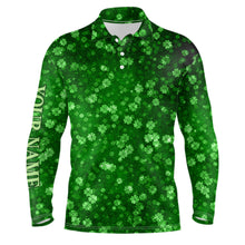 Load image into Gallery viewer, 3D Grunge Green Clovers St Patrick Day Mens Golf Polo Shirts Custom Golf Gifts For Men LDT1417