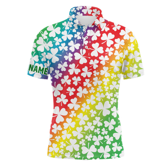 Rainbow Shamrocks St Patrick Day Mens Golf Polos Custom Golf Shirts For Men Golf Gifts LDT1418