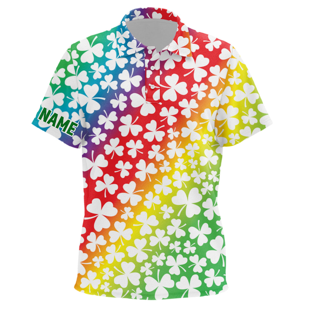 Rainbow Shamrocks St Patrick Day Kids Golf Polos Custom Golf Shirts For Kid Golf Gifts LDT1418