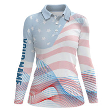 Load image into Gallery viewer, Transparent American Flag Womens Golf Polo Shirts Custom Patriotic Golf Shirts For Women LDT1419