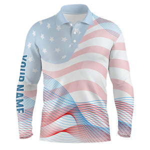 Transparent American Flag Mens Golf Polo Shirts Custom Patriotic Golf Shirts For Men Golf Gifts LDT1419