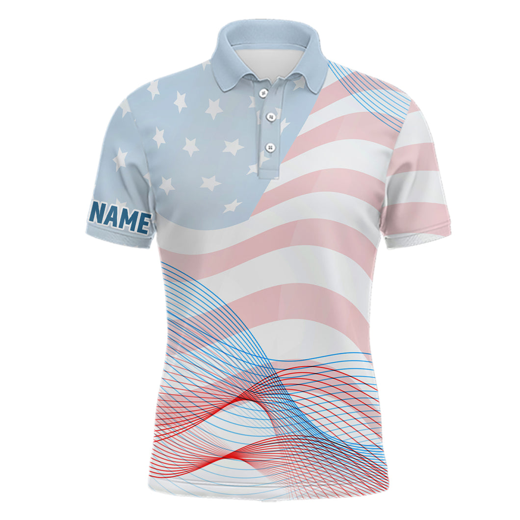 Transparent American Flag Mens Golf Polo Shirts Custom Patriotic Golf Shirts For Men Golf Gifts LDT1419