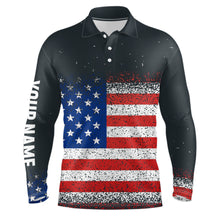 Load image into Gallery viewer, Grunge Vintage American Flag Mens Golf Polo Shirt Custom Patriotic Golf Shirts For Men Golf Gifts LDT1420