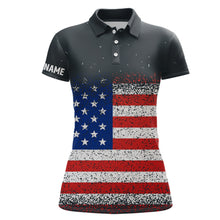 Load image into Gallery viewer, Grunge Vintage American Flag Womens Golf Polo Shirt Custom Patriotic Golf Shirts For Women LDT1420