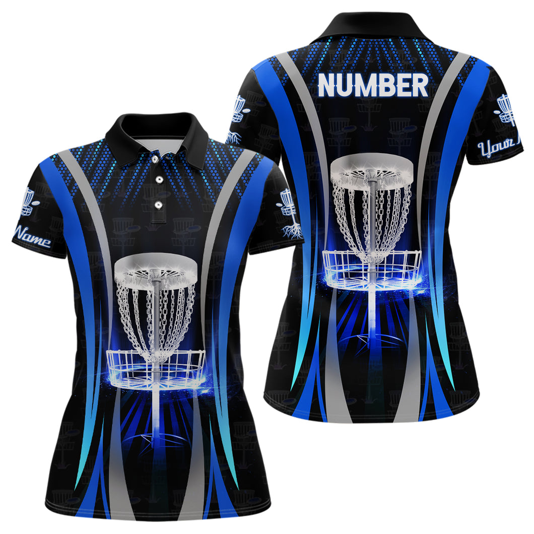 Blue Womens Cool Disc Golf Polos Custom Name And Number Disc Golf Shirts For Women Golf Gifts LDT0210