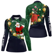 Load image into Gallery viewer, Santa Playing Golf Navy Womens Polo Shirts Christmas Golf Shirts For Women Best Golf Gifts LDT0478