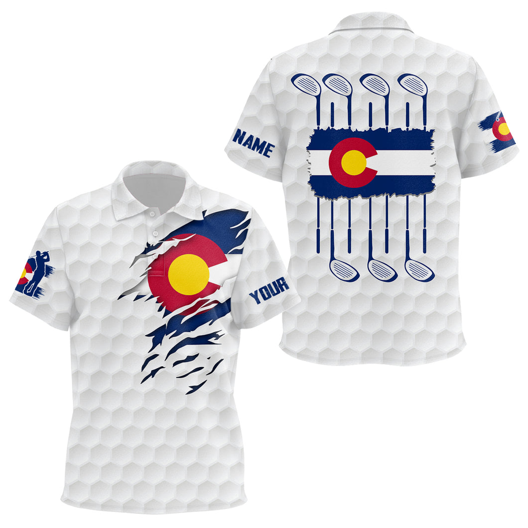 Colorado Flag Golf Pattern White Kids Polo Shirt Custom Golf Shirts For Kid Patriotic Golf Gifts LDT0785