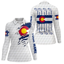 Load image into Gallery viewer, Colorado Flag Golf Pattern White Polo Shirt Custom Golf Shirts For Women Patriotic Golf Gifts LDT0785
