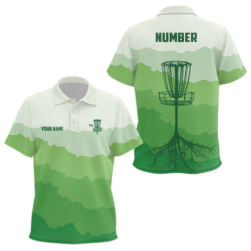 Green Sunset Customized Kids Disc Golf Polo Shirt Number Disc Golf Tops For Kid Disc Golf Basket LDT1011