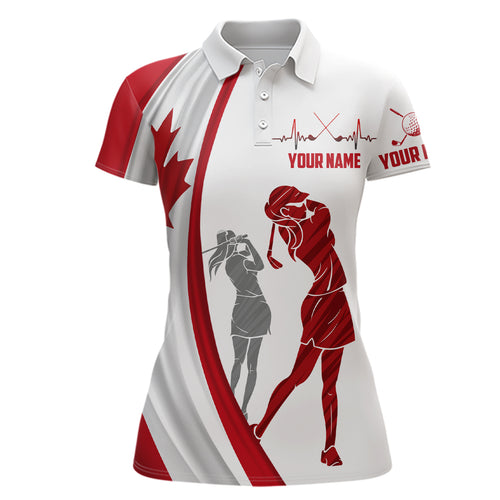 Canada Flag Womens Golf Polo Shirts Custom Patriotic Golf Shirts For Women Golfing Gifts LDT1425