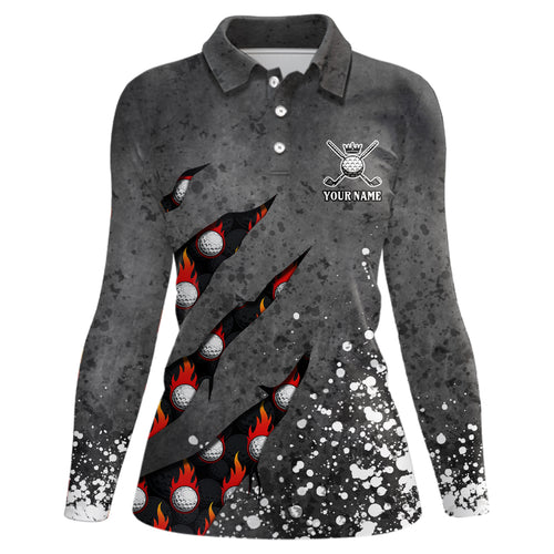 Paint Splash 3D Golf Polo Shirts Personalized Flame Golf Shirts For Womens, Crazy Golf Gifts LDT0219