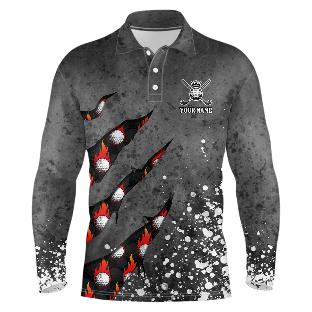 Paint Splash 3D Golf Polo Shirts Personalized Flame Golf Shirts For Mens, Crazy Golf Gifts LDT0219