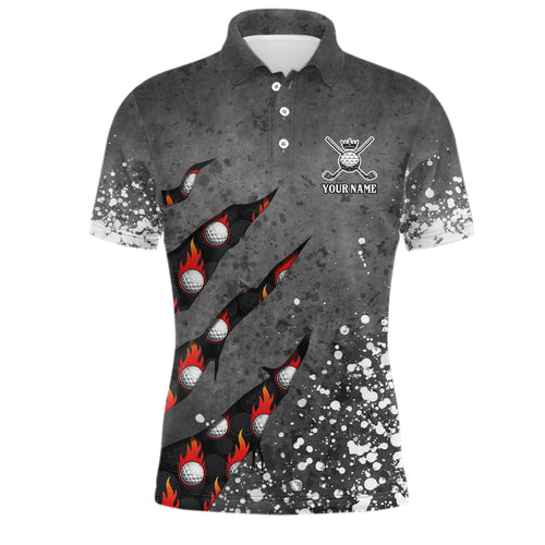 Paint Splash 3D Golf Polo Shirts Personalized Flame Golf Shirts For Mens, Crazy Golf Gifts LDT0219