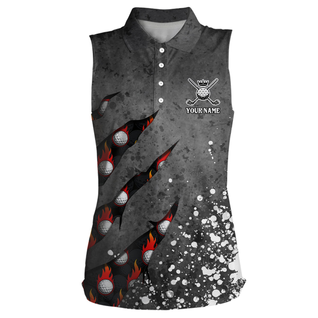 Paint Splash 3D Sleeveless Golf Polo Shirt Personalized Flame Golf Shirts For Womens Crazy Golf Gifts LDT0219