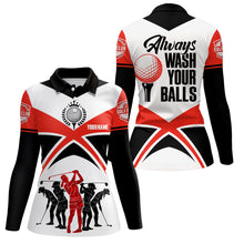 Load image into Gallery viewer, Always Wash Your Balls Golf Polo Shirts Custom Orange Black Golf Shirts For Women, Golf Gifts LDT0212