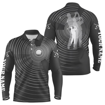 3D Effect Golf Ball And Golfer All Over Print Mens Polo Shirts, Best Golf Shirts For Men LDT0217