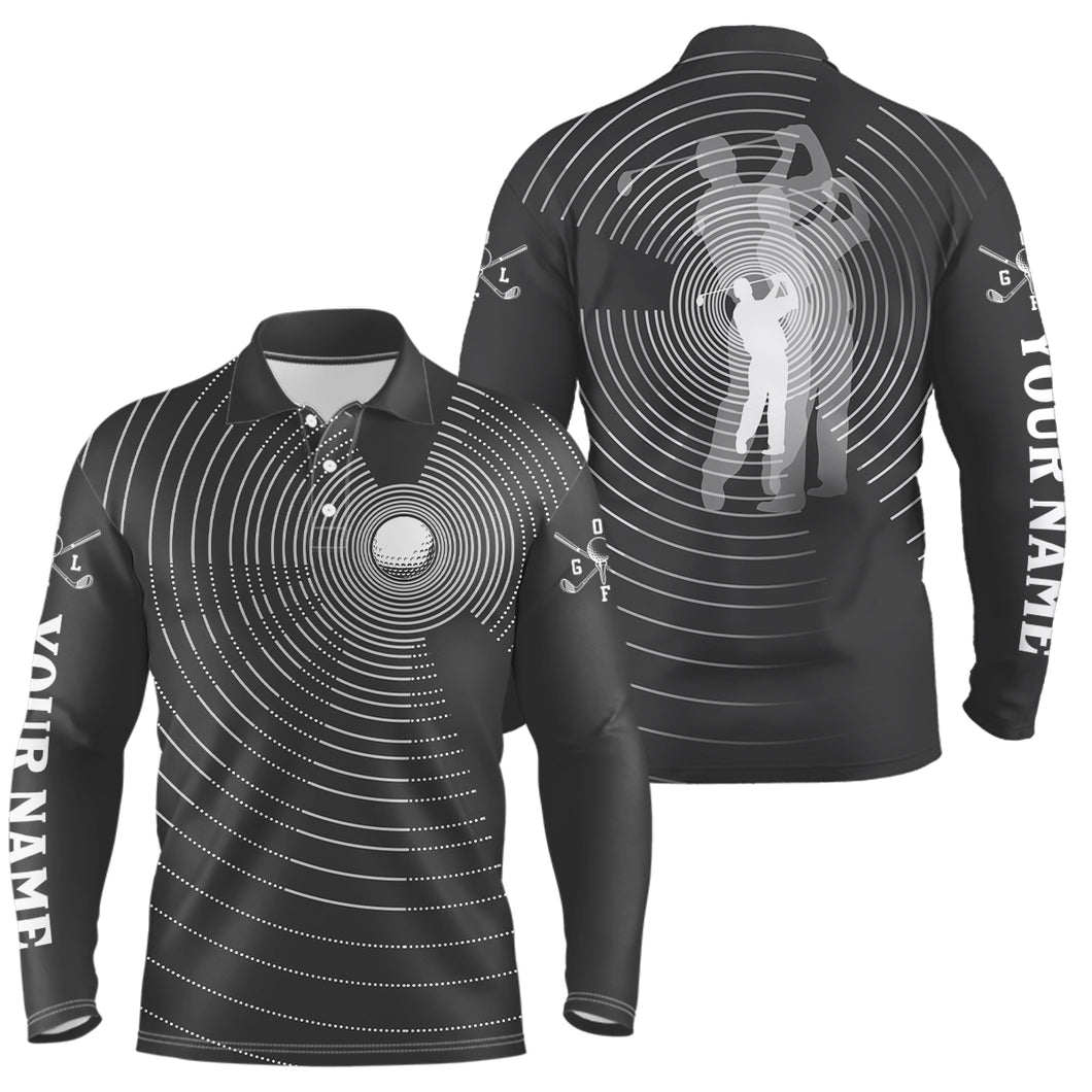 3D Effect Golf Ball And Golfer All Over Print Mens Polo Shirts, Best Golf Shirts For Men LDT0217
