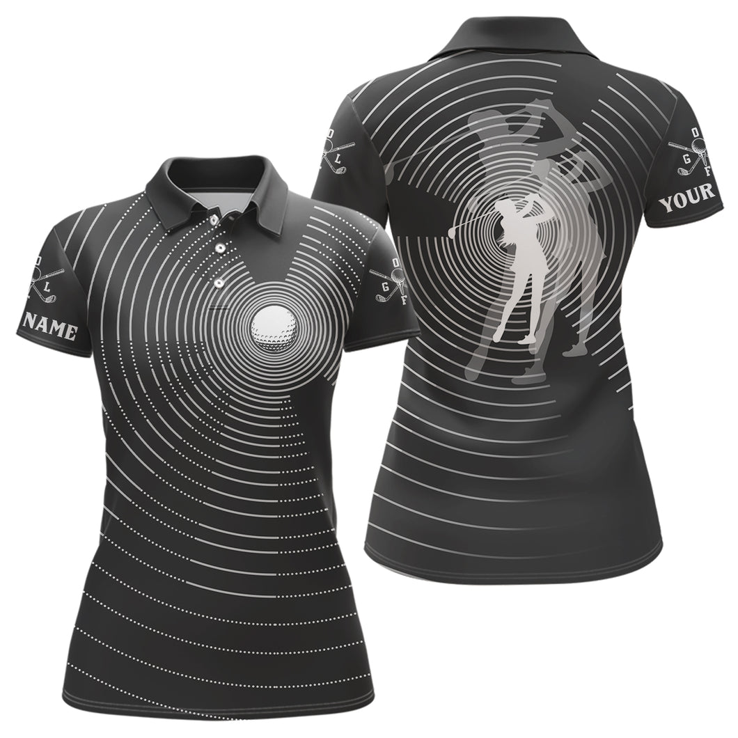 3D Effect Golf Ball And Golfer All Over Print Womens Polo Shirts, Best Golf Shirts For Women LDT0217